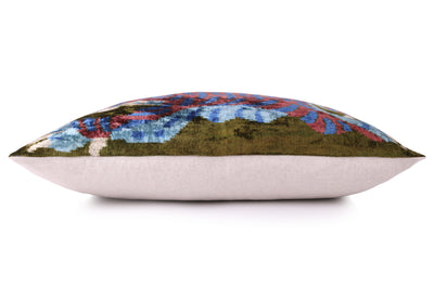 Handmade Silk Velvet Tiger Pillow – 16x24" Luxury Ikat Accent