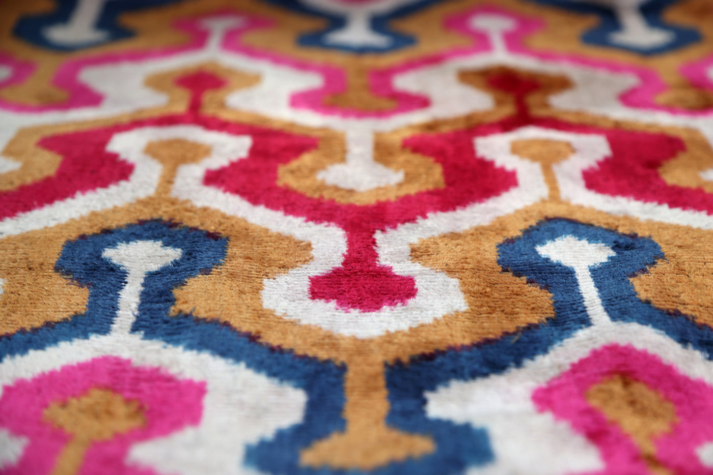 Handmade Geometric Velvet Pillow – 20x20" Pink & Gold Silk Cushion