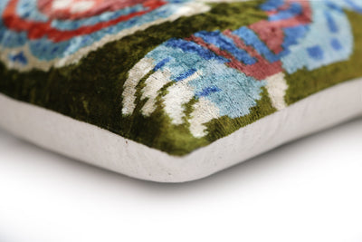 Handmade Silk Velvet Tiger Pillow – 16x24" Luxury Ikat Accent