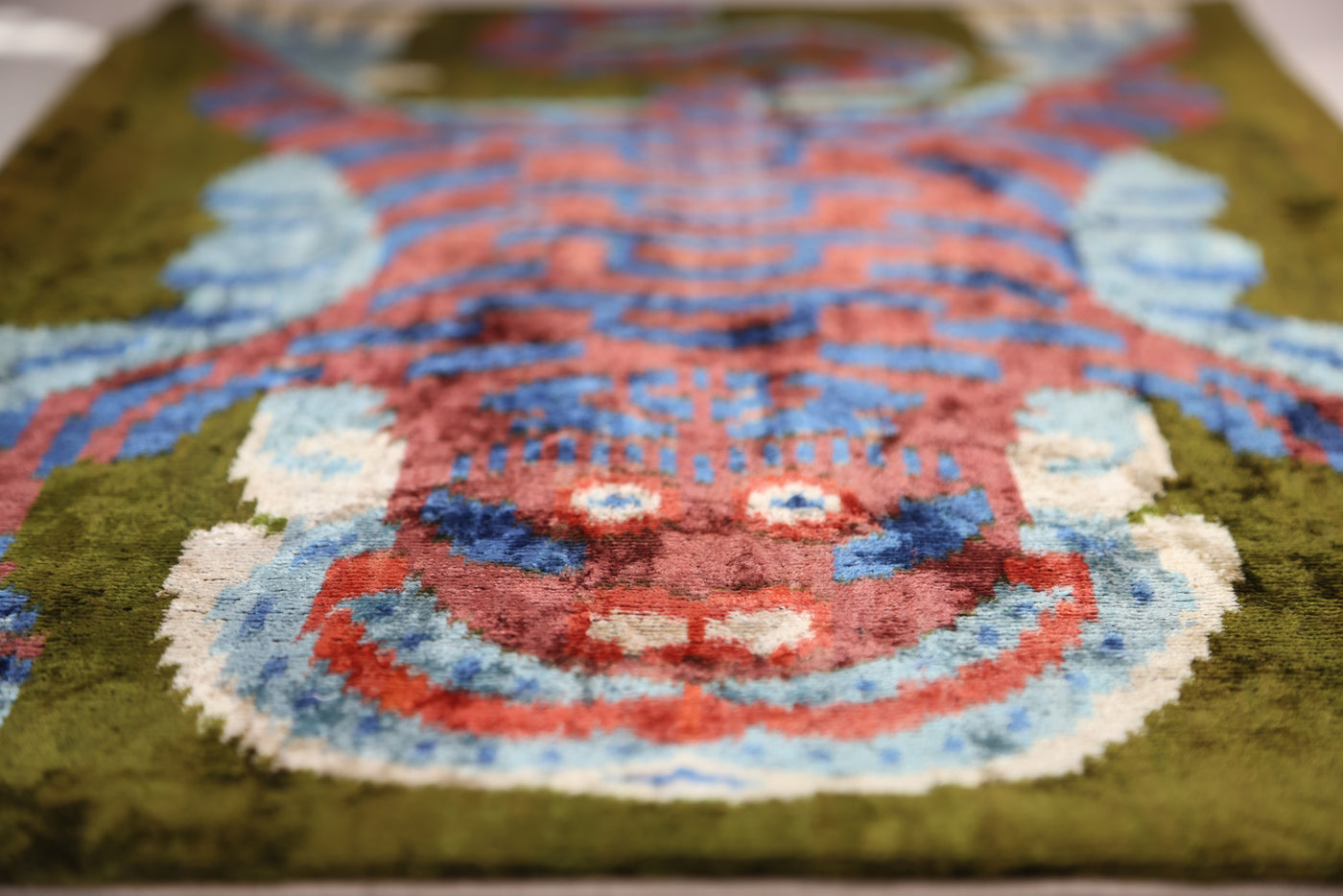 Handmade Silk Velvet Tiger Pillow – 16x24" Luxury Ikat Accent