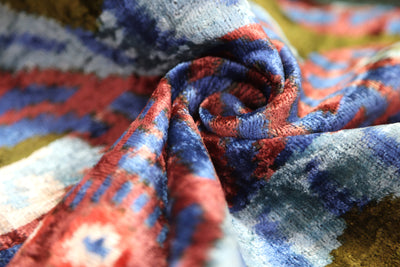 Handmade Silk Velvet Tiger Pillow – 16x24" Luxury Ikat Accent