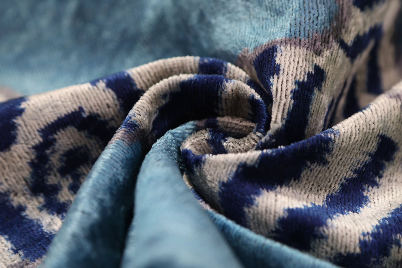 Handmade Blue Velvet Tiger Pillow – 16x24" Silk Accent Cushion