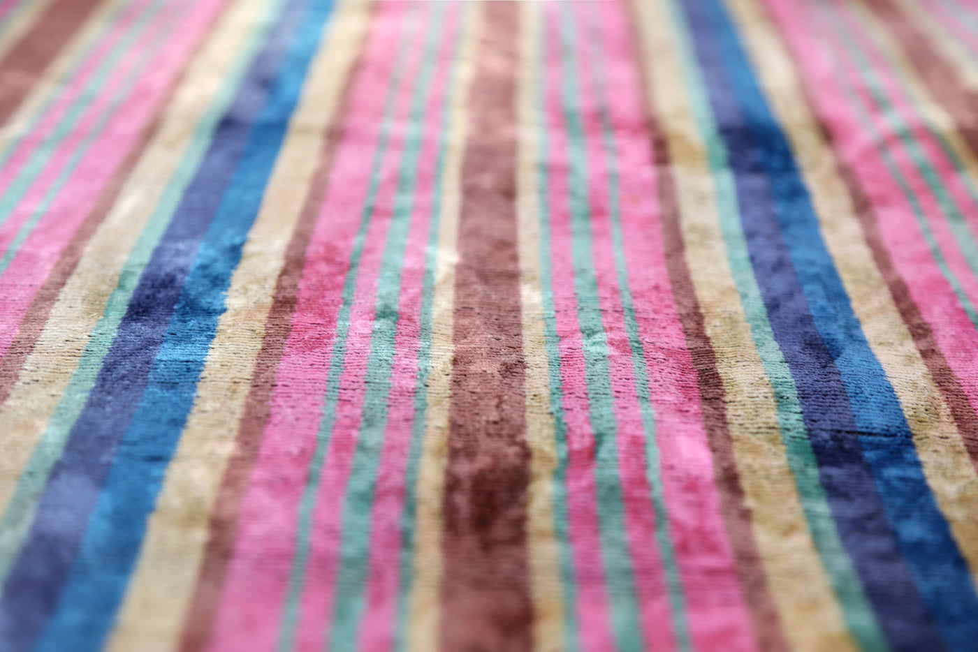 Handmade Striped Velvet Pillow – 16x24" Colorful Silk Cushion