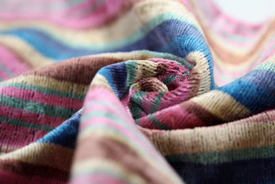 Handmade Striped Velvet Pillow – 16x24" Colorful Silk Cushion