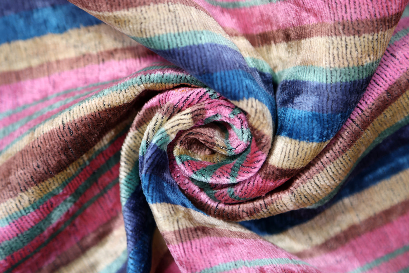 Handmade Striped Velvet Pillow – 16x24" Colorful Silk Cushion