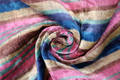 Handmade Striped Velvet Pillow – 16x24" Colorful Silk Cushion