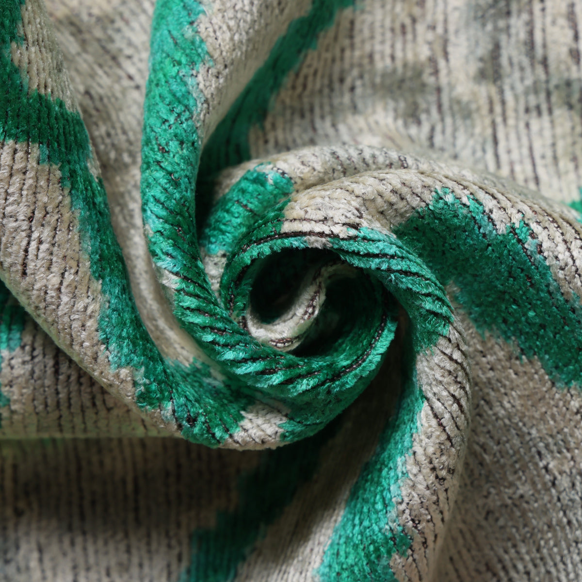 Hand-Knotted Silk Velvet Ikat Lumbar Pillow - 16x24 Emerald & Silver