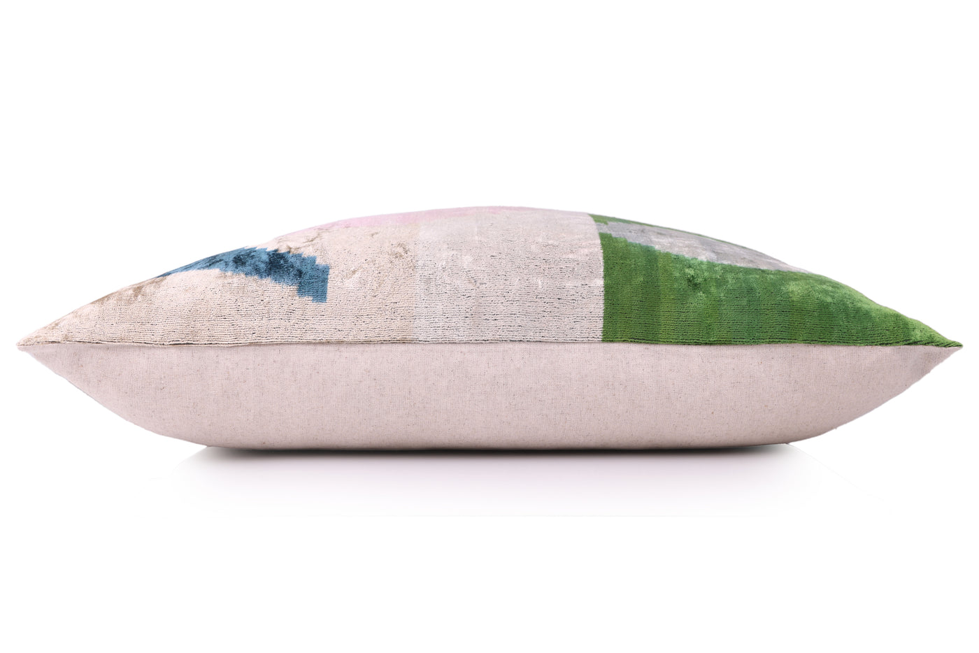 Handmade Velvet Abstract Pillow – 24x24" Pastel Ikat Silk Cushion