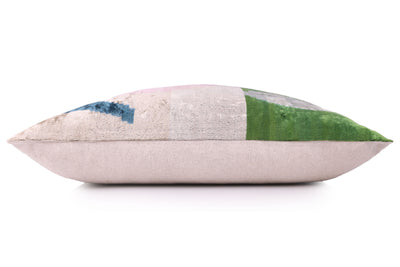 Handmade Velvet Abstract Pillow – 24x24" Pastel Ikat Silk Cushion