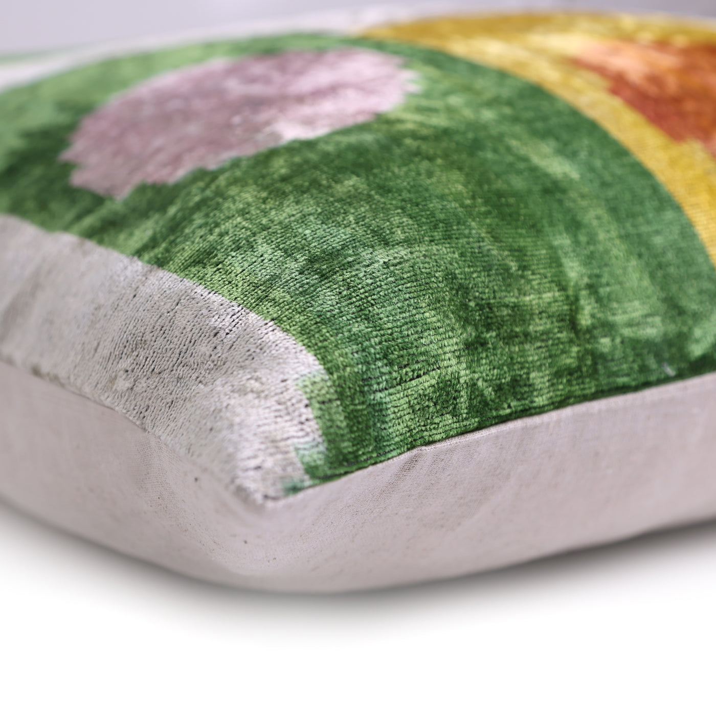 Handmade Velvet Abstract Pillow – 24x24" Pastel Ikat Silk Cushion