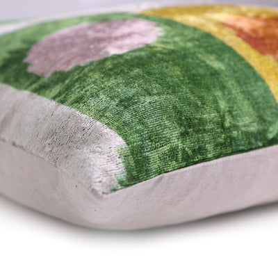 Handmade Velvet Abstract Pillow – 24x24" Pastel Ikat Silk Cushion