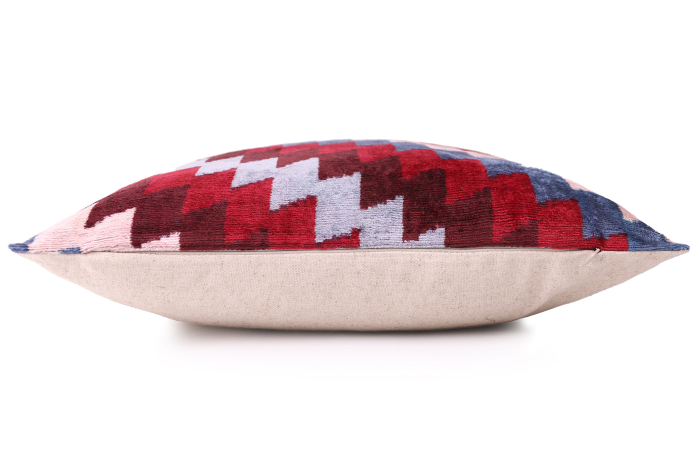 Handmade Velvet Houndstooth Pillow – 20x20" Red & Gold Silk Cushion