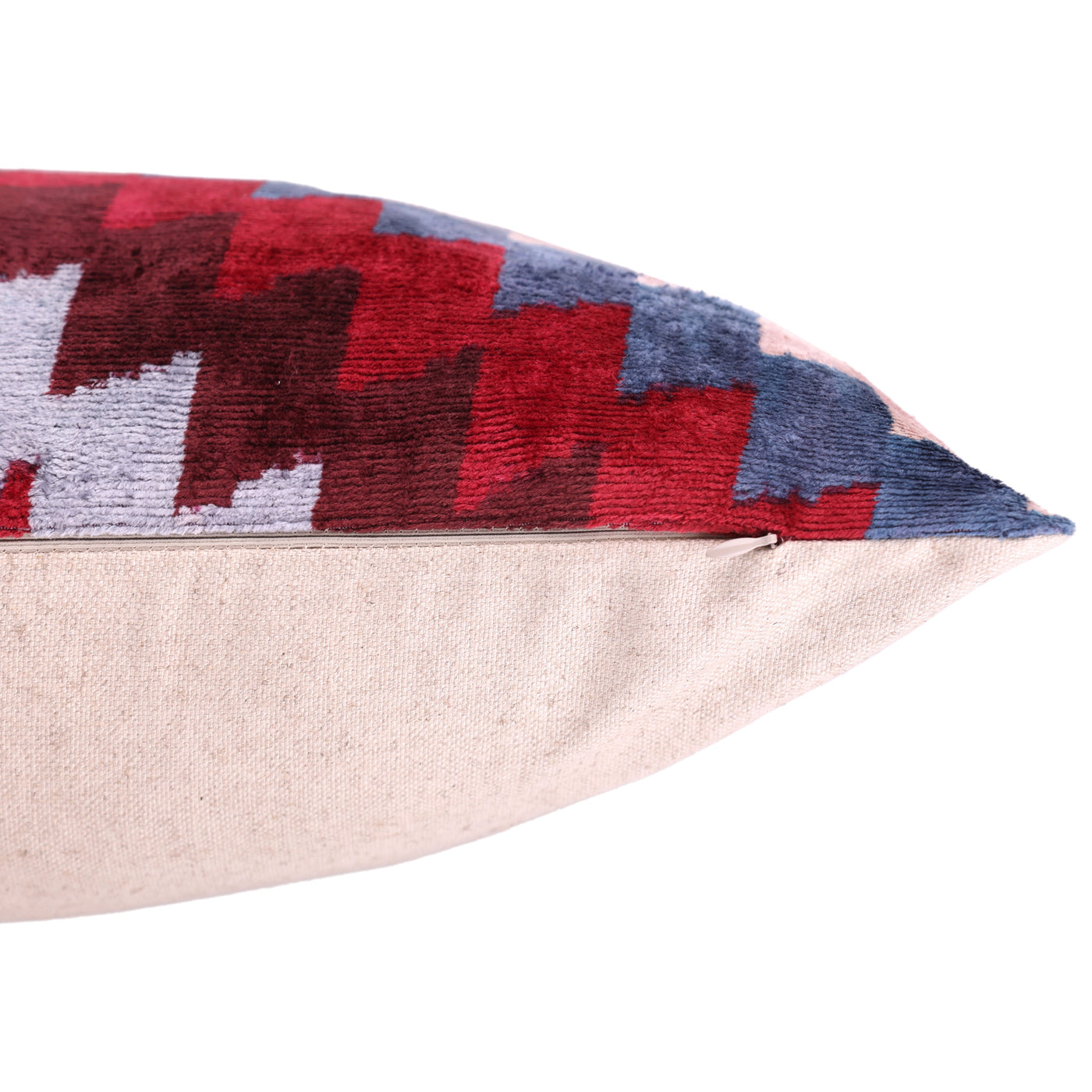 Handmade Velvet Houndstooth Pillow – 20x20" Red & Gold Silk Cushion