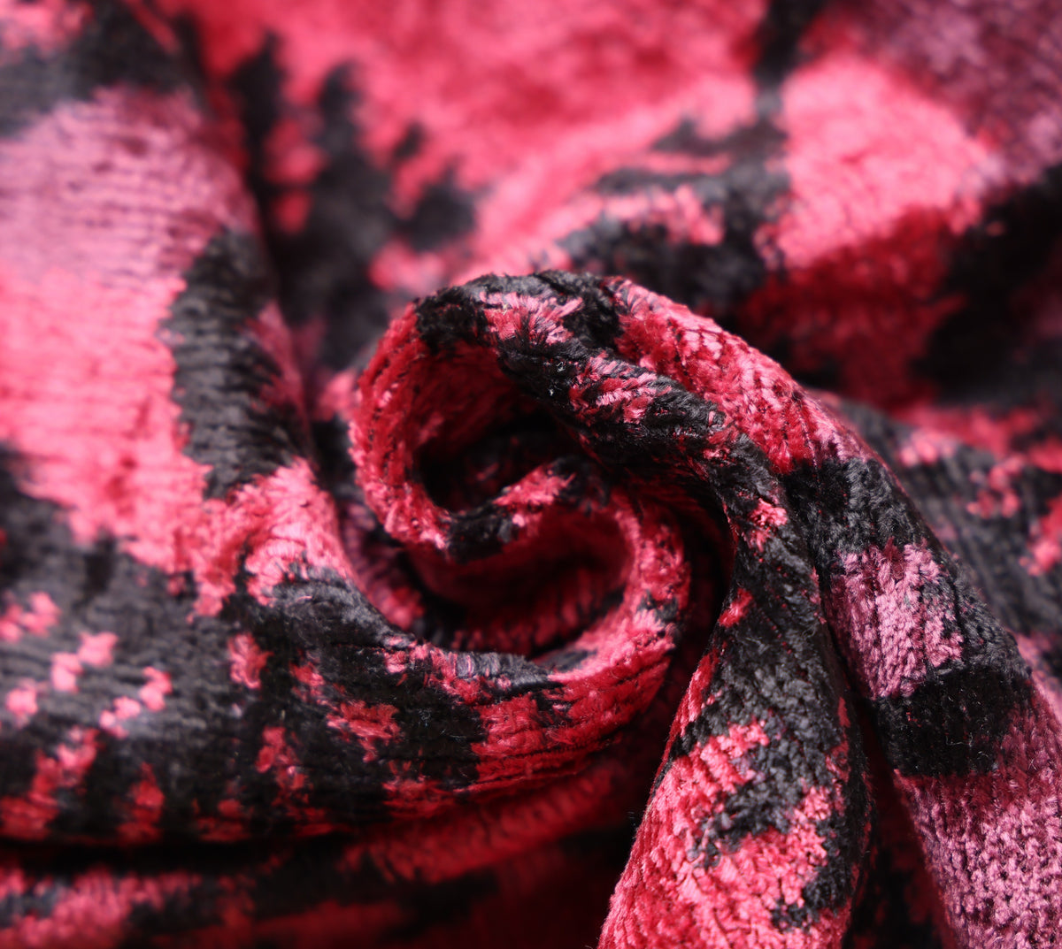 Hand-Knotted Silk Velvet Ikat Lumbar Pillow - 16x24 Crimson & Plum