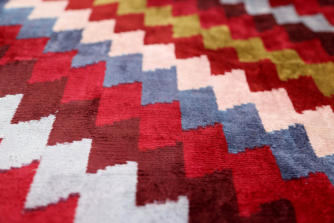 Handmade Velvet Houndstooth Pillow – 20x20" Red & Gold Silk Cushion