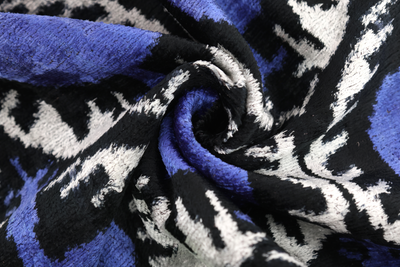 Handmade Ikat Velvet Pillow – 20x20" Blue & Black Silk Cushion