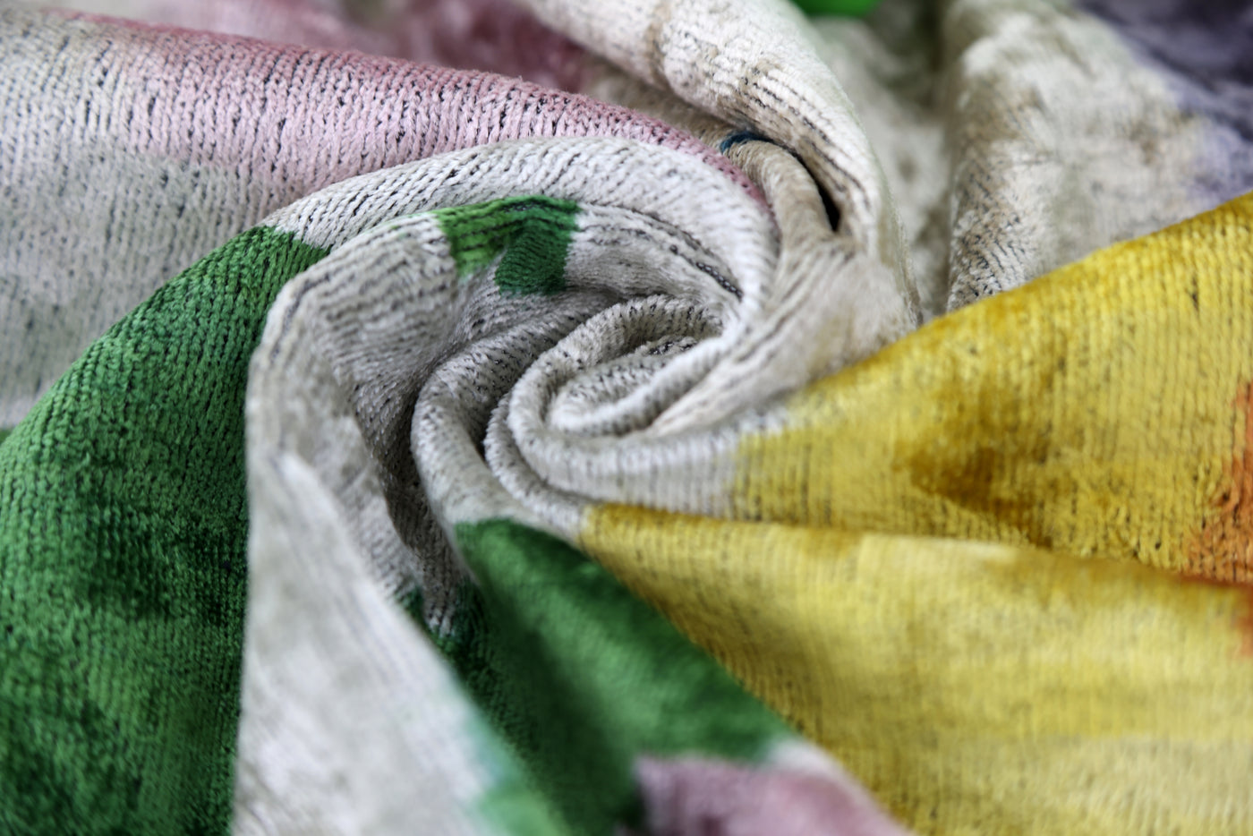 Handmade Velvet Abstract Pillow – 24x24" Pastel Ikat Silk Cushion