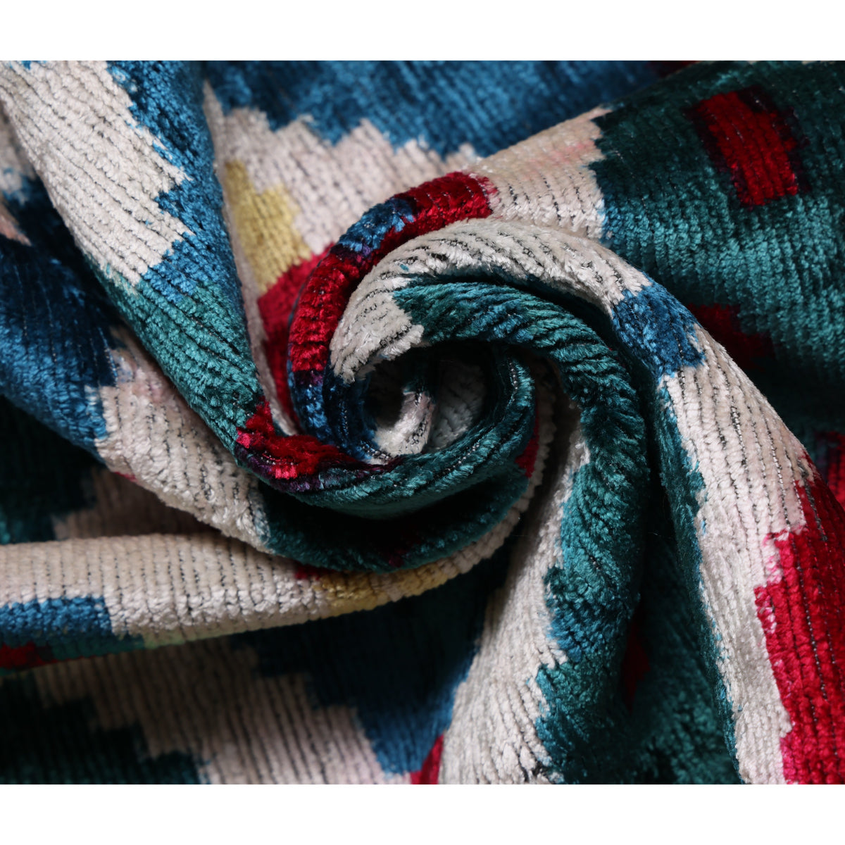 Multicolor Ikat Silk Velvet Pillow 20x20 | Handmade Luxury Designer Cushion