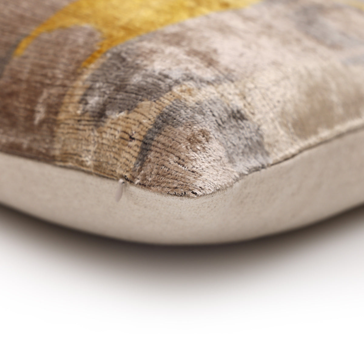 Taupe & Gold Silk Velvet Pillow 20x20 | Handmade Organic Modern Accent Cushion