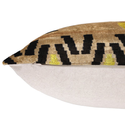 Neutral & Black Tribal Arrow Velvet Throw Pillow – 24x24 in | Handcrafted Silk Cushion