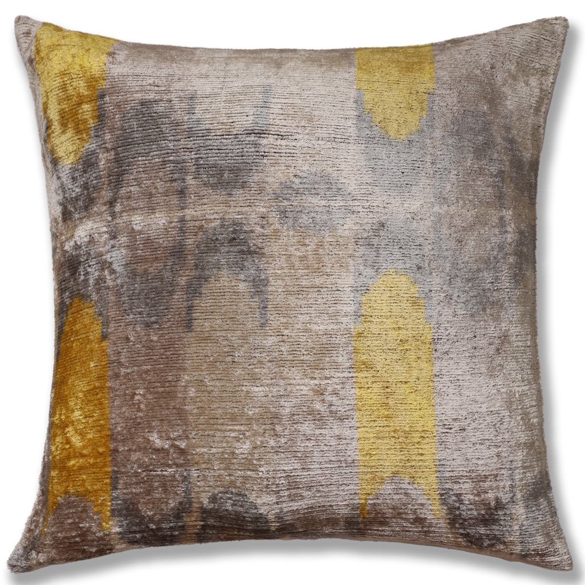 Taupe & Gold Silk Velvet Pillow 20x20 | Handmade Organic Modern Accent Cushion