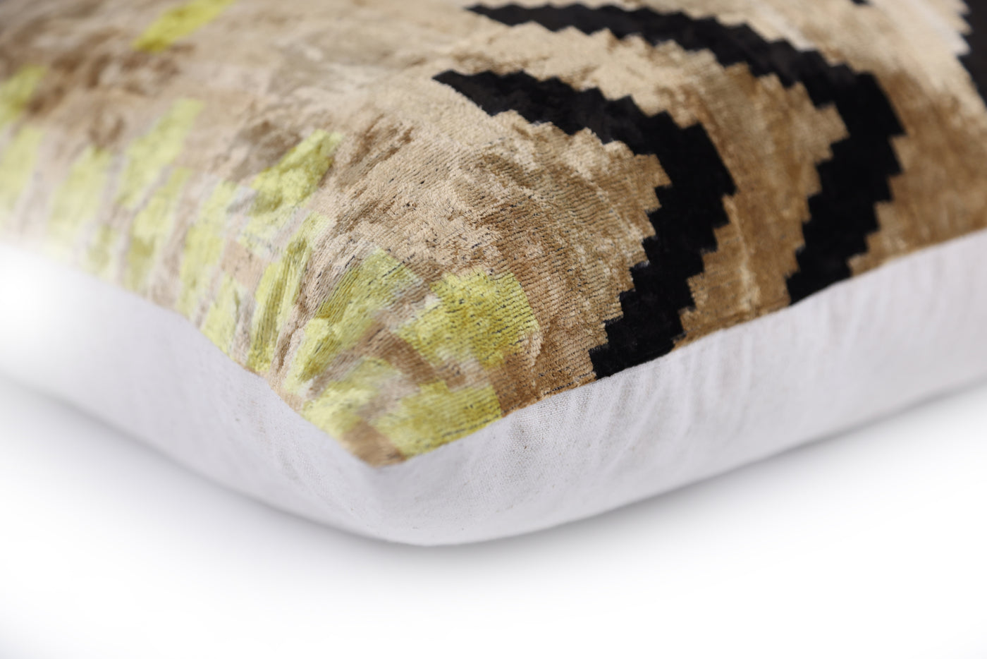 Neutral & Black Tribal Arrow Velvet Throw Pillow – 24x24 in | Handcrafted Silk Cushion