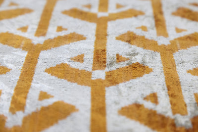 Handmade Velvet Tribal Pillow – 16x24" Gold & Ivory Silk Cushion