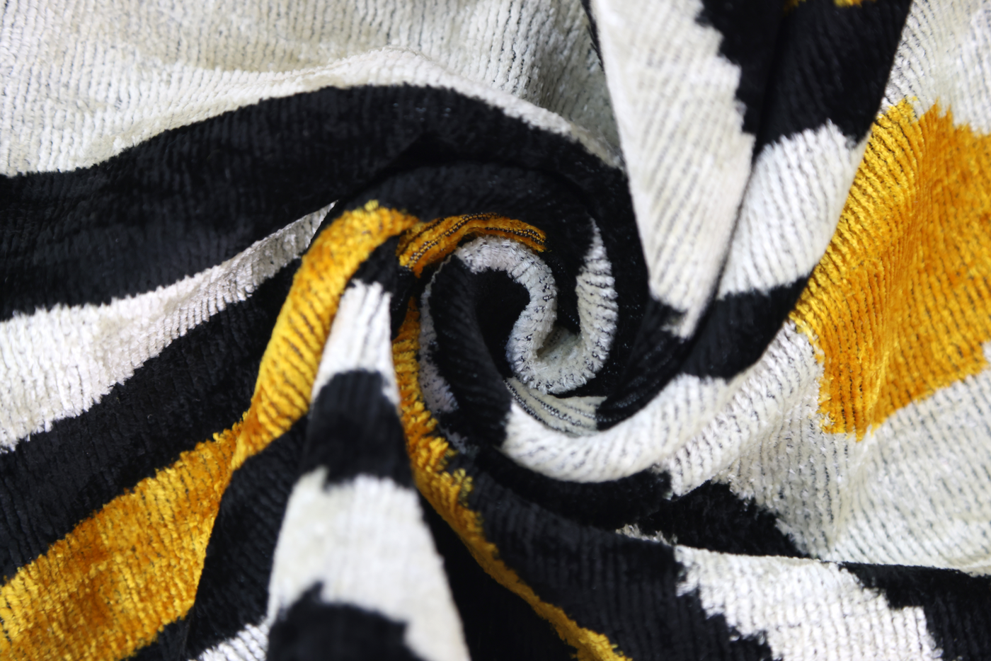 Yellow, Black & White Wave Pattern Velvet Throw Pillow – 16x24 in | Handmade Luxury Accent