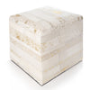 Handmade Tricolor Cowhide Pouf - 18" Genuine Leather Square Ottoman