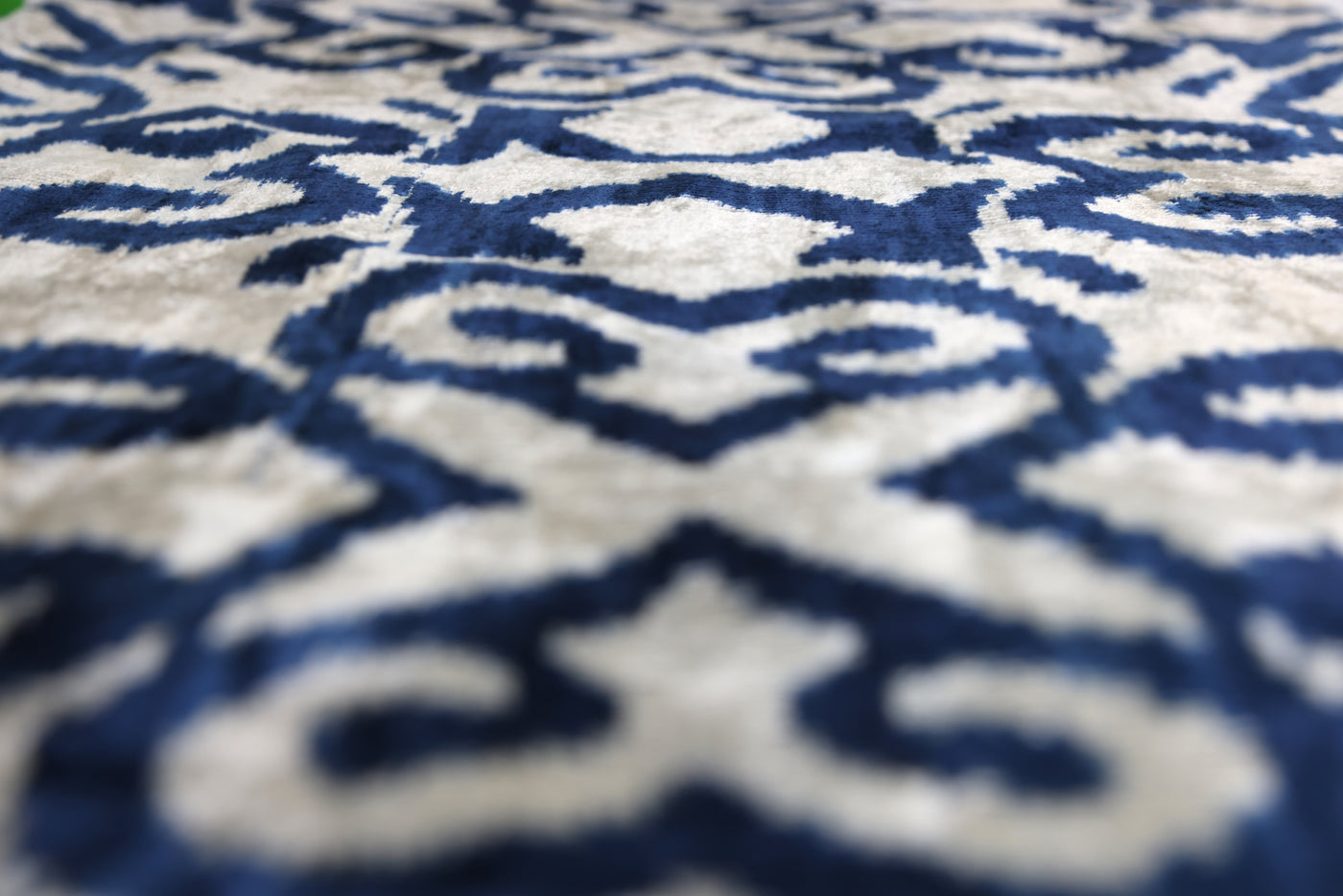 Handmade Navy Ikat Velvet Pillow – 16x24" Silk Accent Cushion