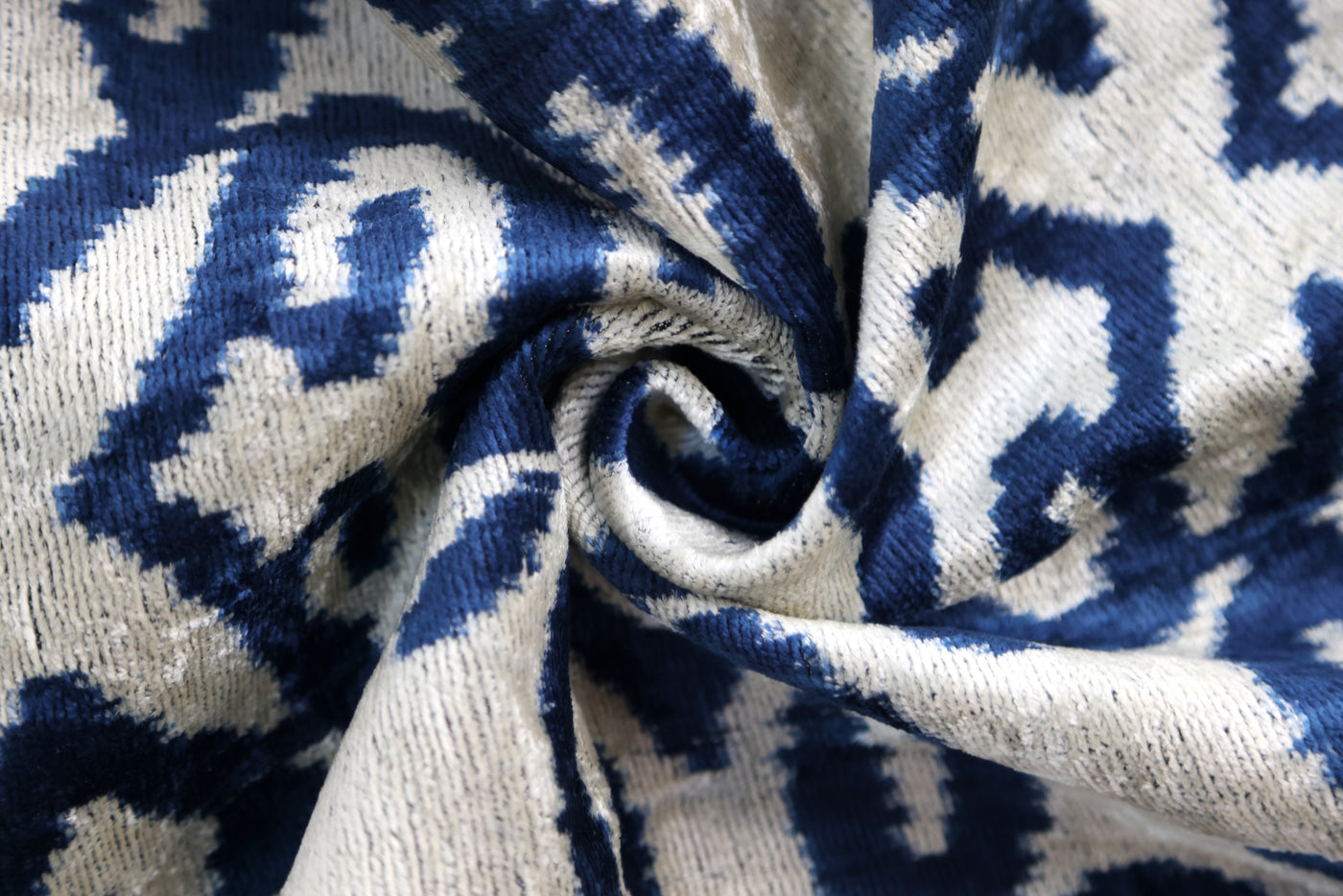 Handmade Navy Ikat Velvet Pillow – 16x24" Silk Accent Cushion