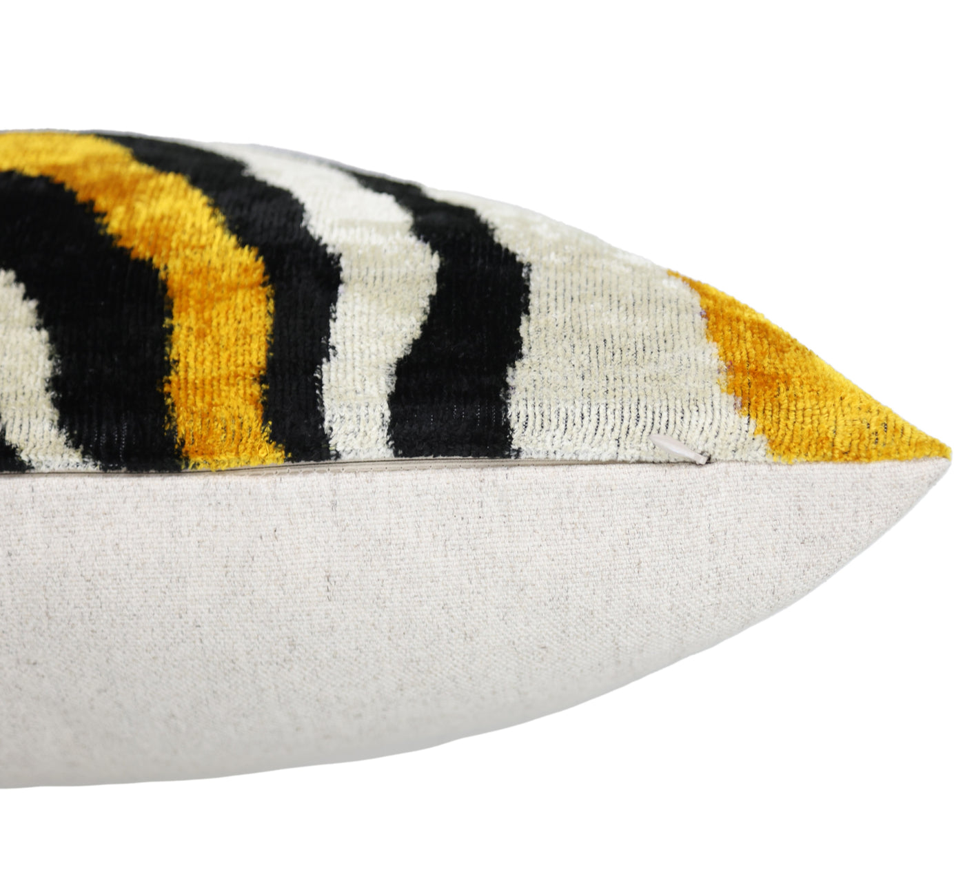 Yellow, Black & White Wave Pattern Velvet Throw Pillow – 16x24 in | Handmade Luxury Accent