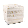 Handmade Tricolor Cowhide Pouf - 18" Genuine Leather Square Ottoman