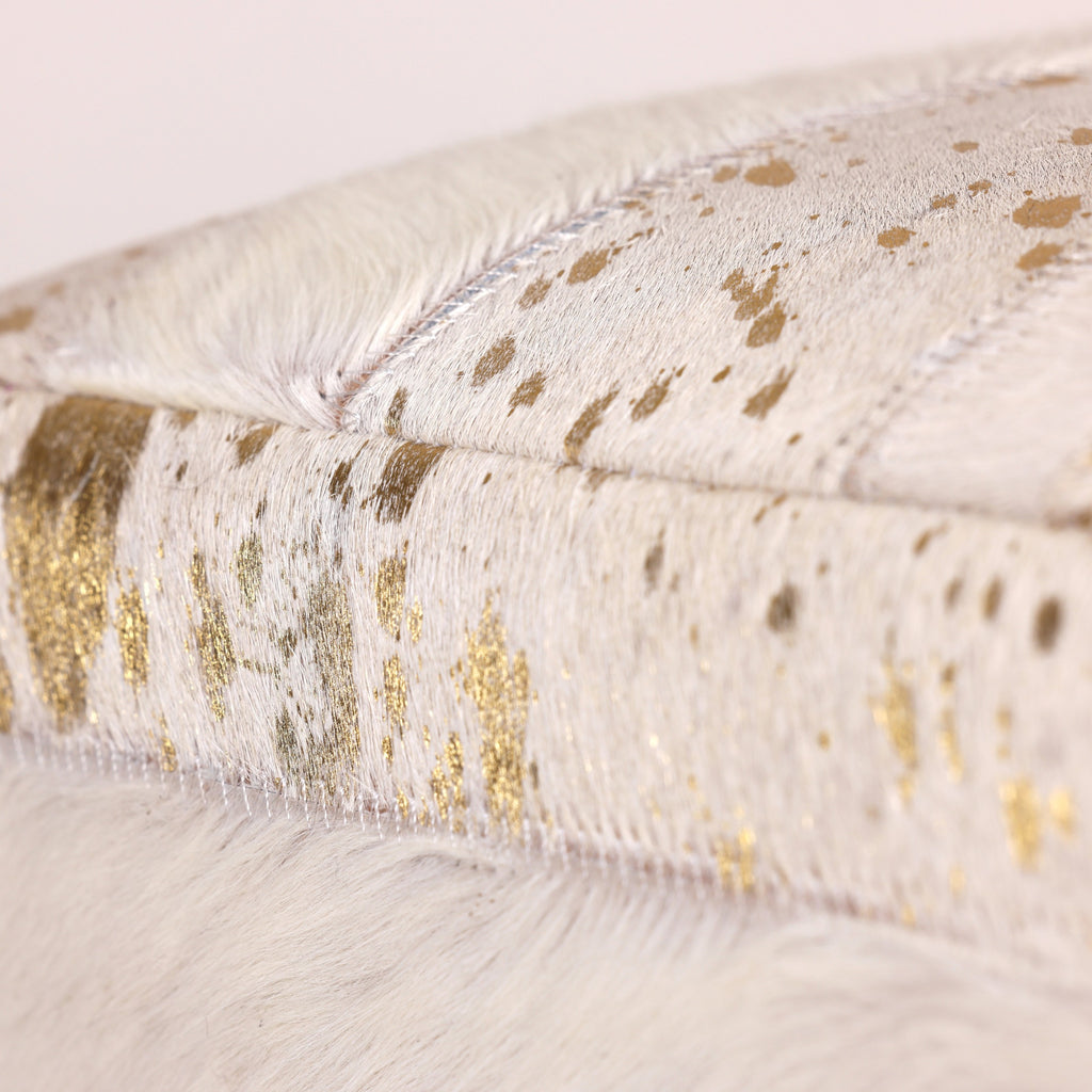 Handmade Tricolor Cowhide Pouf - 18" Genuine Leather Square Ottoman