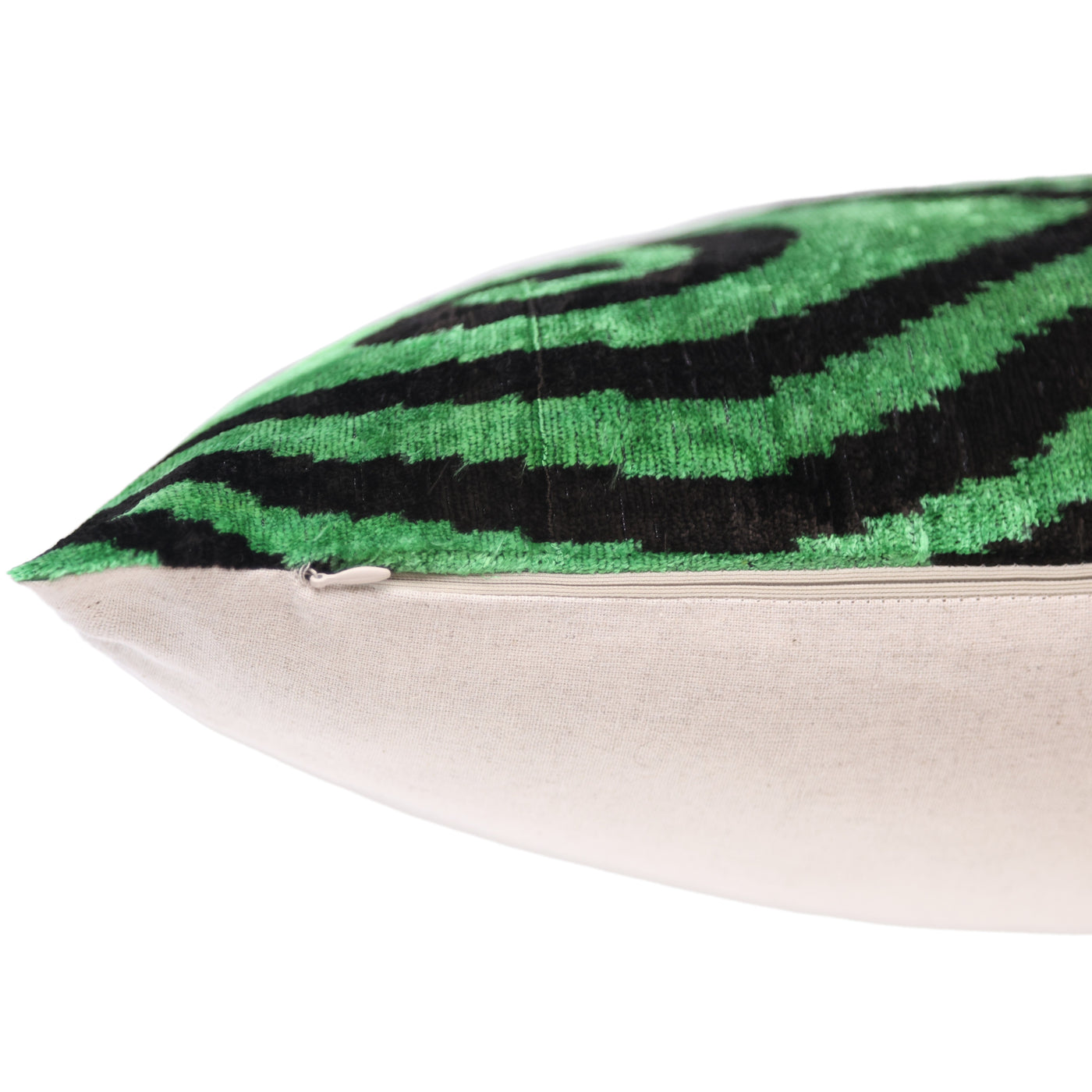 Green & Black Tribal Velvet Pillow – Handmade 16x24 Lumbar
