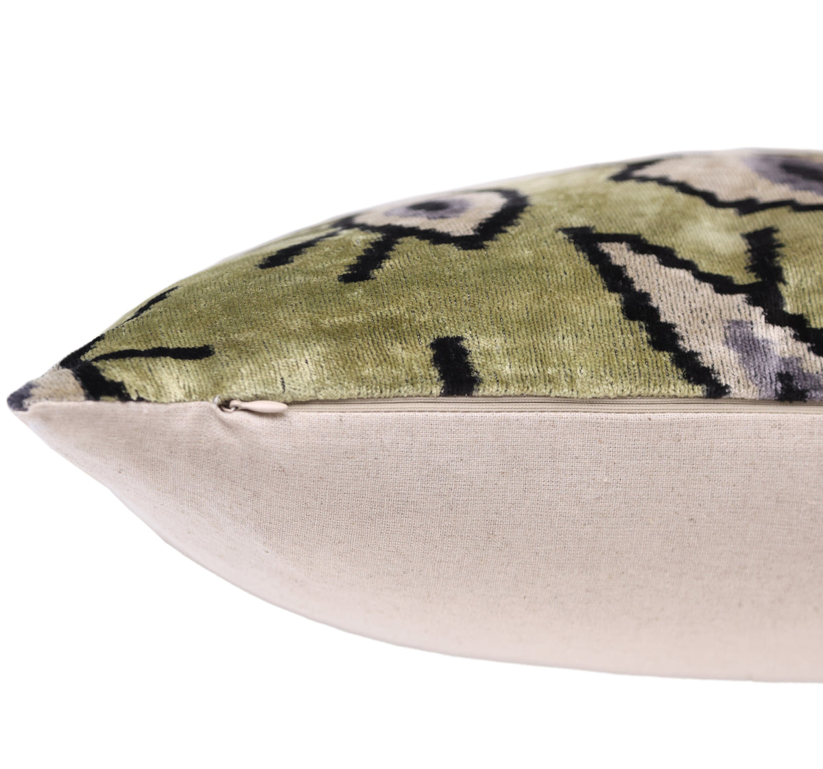 Handmade Evil Eye Silk Velvet Pillow – 16x16 Green & Black Cushion