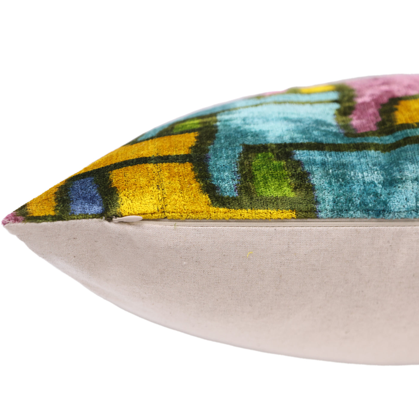 Colorful Pixel Abstract Velvet Pillow – Handmade 16x24 Lumbar