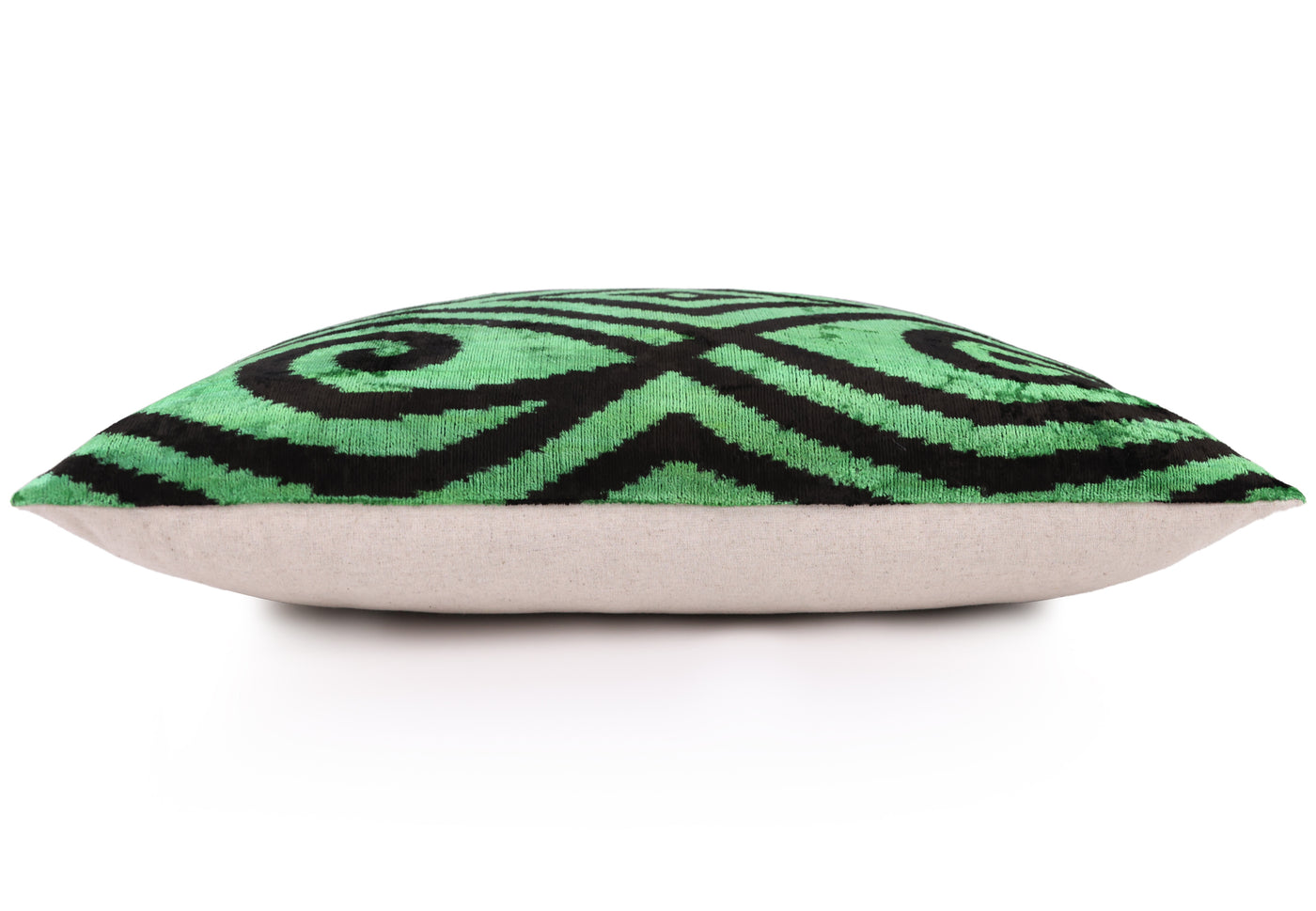 Green & Black Tribal Velvet Pillow – Handmade 16x24 Lumbar