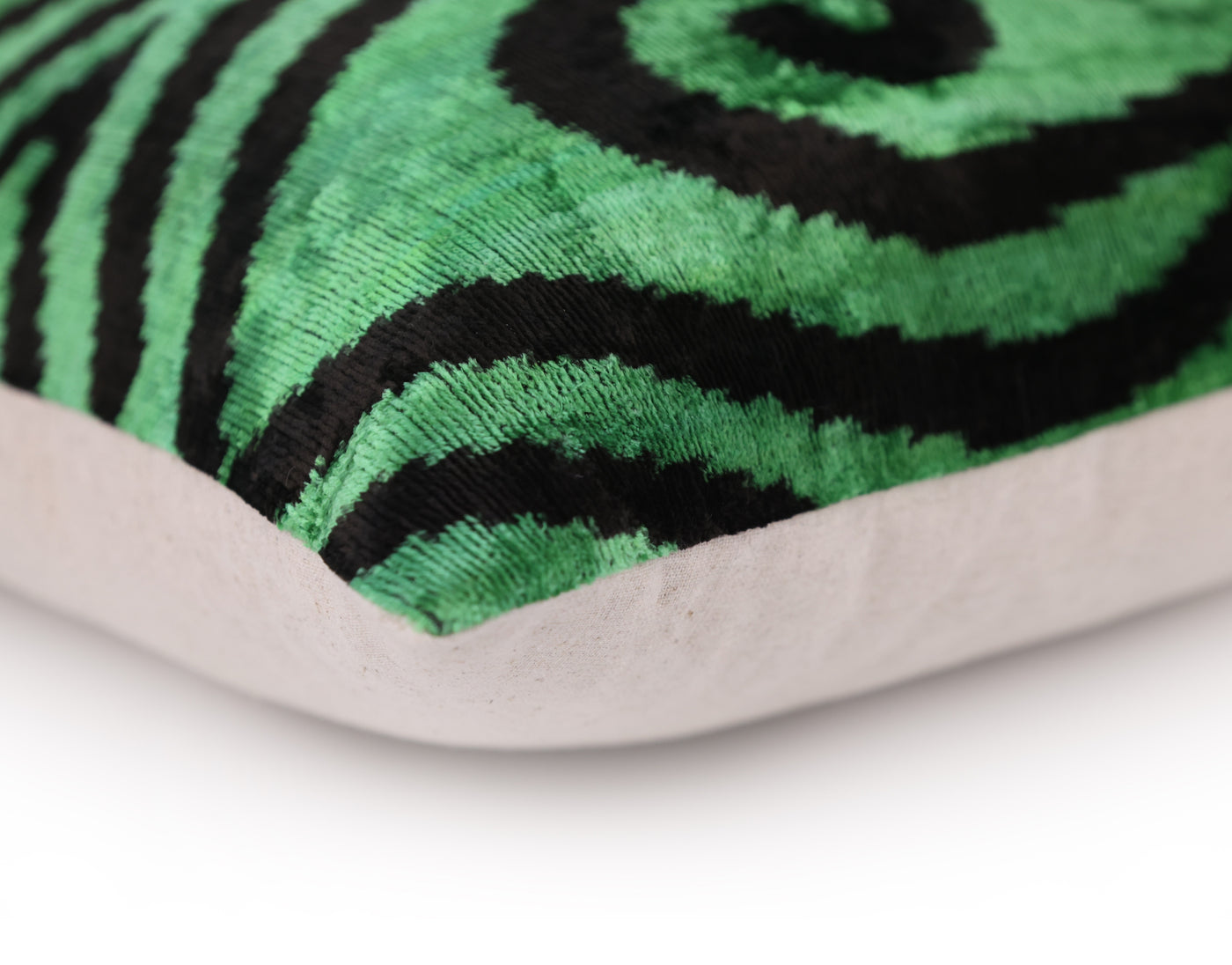 Green & Black Tribal Velvet Pillow – Handmade 16x24 Lumbar