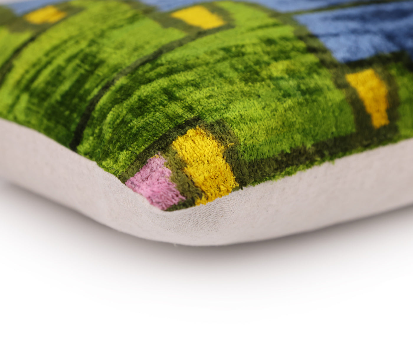 Colorful Pixel Abstract Velvet Pillow – Handmade 16x24 Lumbar
