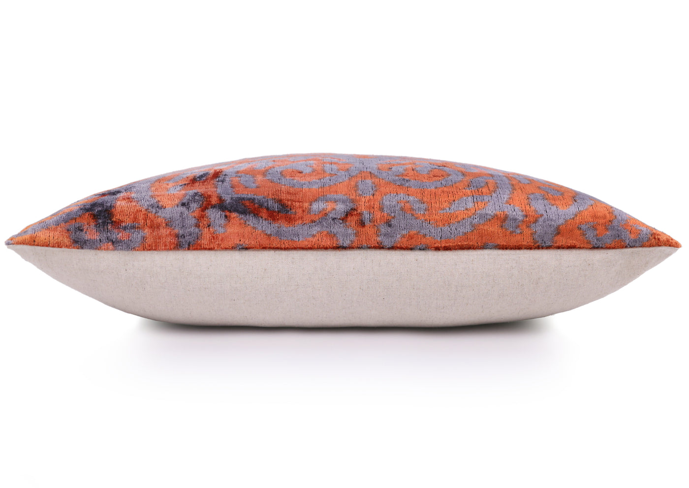 Burnt Orange & Lavender Damask Velvet Pillow – Handmade 16x24