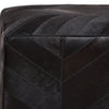 Handmade Black Cowhide Leather Ottoman Pouf 18x18 Chevron Patchwork