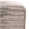 Handmade Cowhide Leather Ottoman Pouf 18x18 Neutral Textured Patchwork