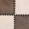 Handmade Cowhide Leather Patchwork Ottoman Pouf with Cross Stitch Detail 18x18