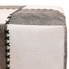 Handmade Cowhide Leather Patchwork Ottoman Pouf with Cross Stitch Detail 18x18
