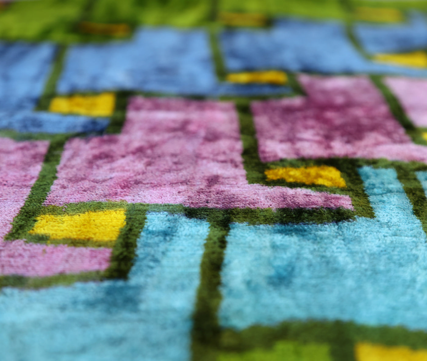 Colorful Pixel Abstract Velvet Pillow – Handmade 16x24 Lumbar