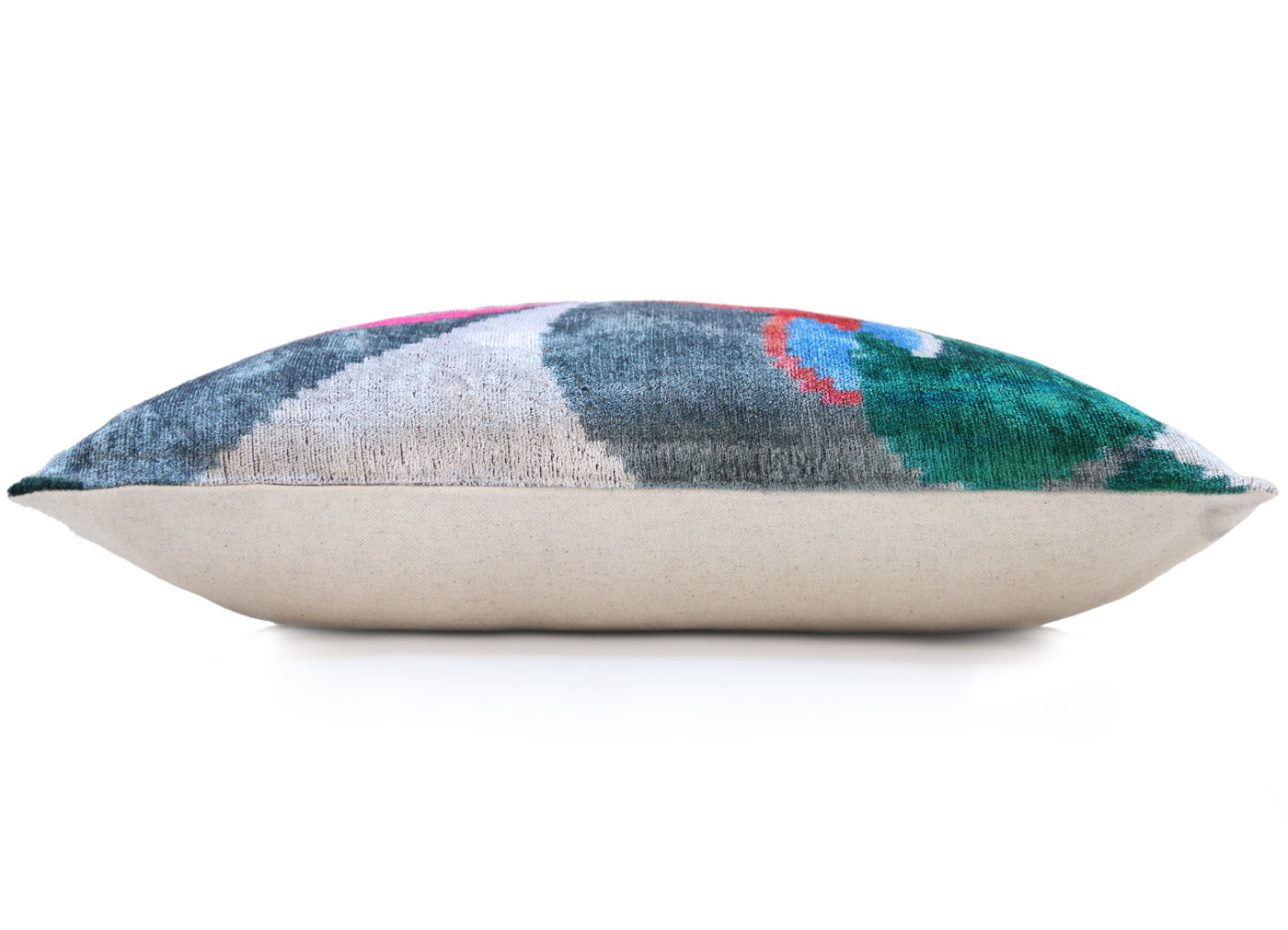 Abstract Multicolor Silk Velvet Pillow – Handmade 16x24 Inch