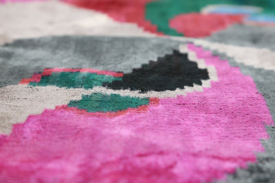 Abstract Multicolor Silk Velvet Pillow – Handmade 16x24 Inch