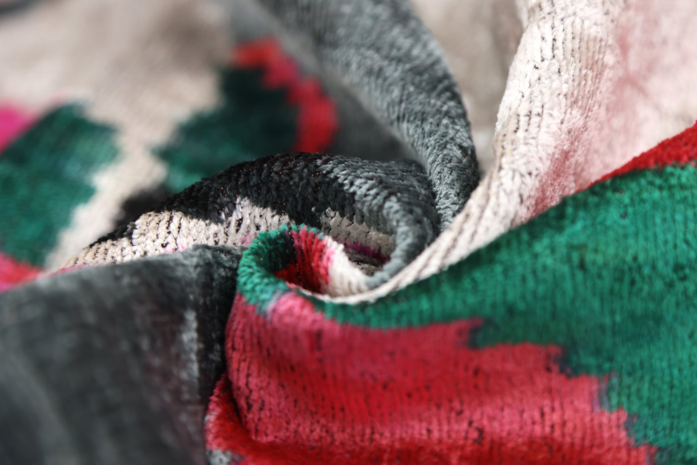 Abstract Multicolor Silk Velvet Pillow – Handmade 16x24 Inch