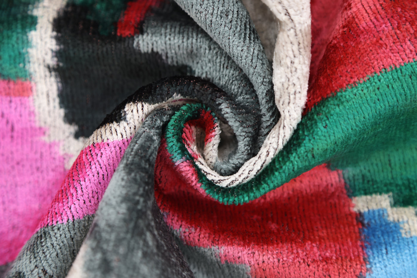 Abstract Multicolor Silk Velvet Pillow – Handmade 16x24 Inch